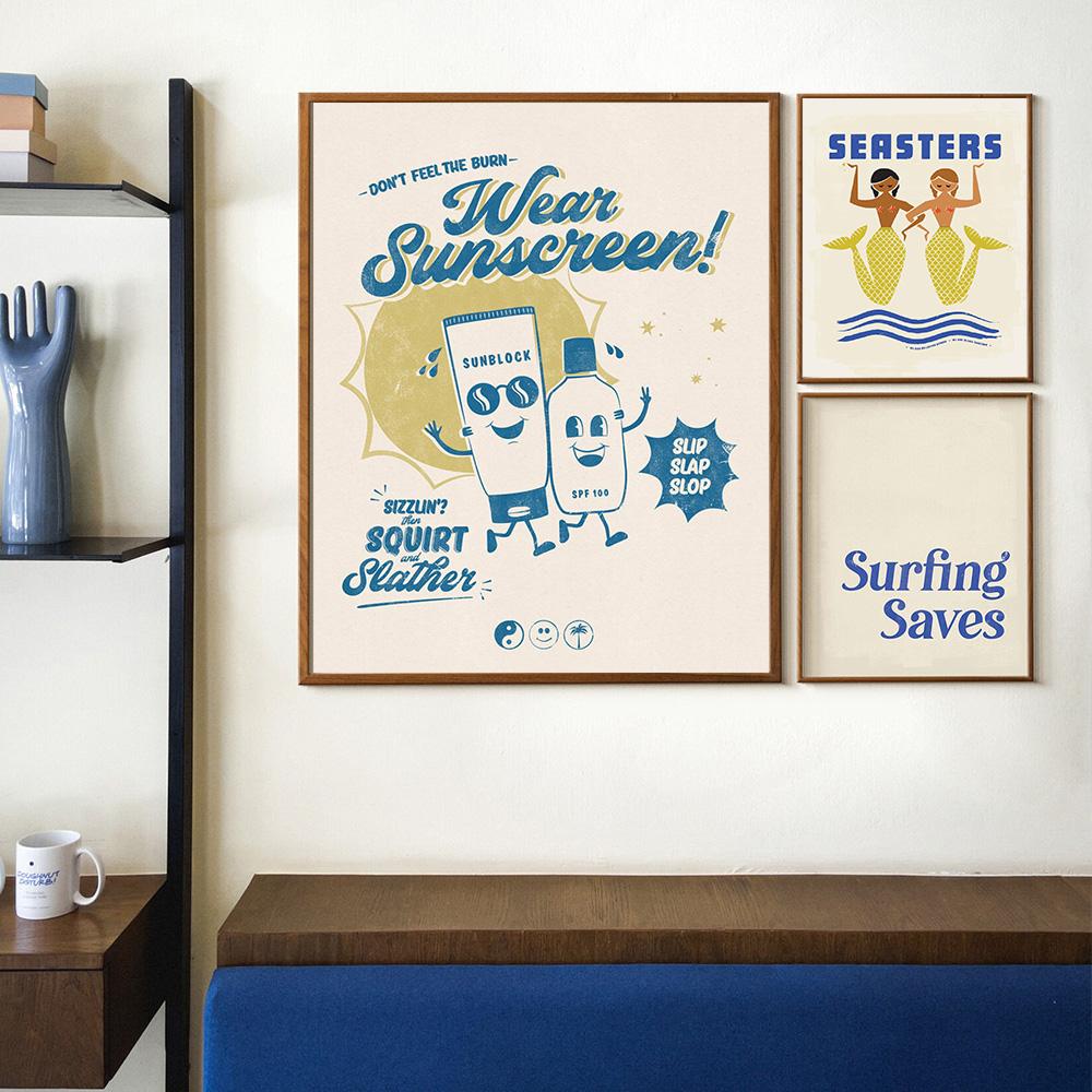 Women Surf Posters Lady Sliders Women Empowerment Wall Art Canvas Painting Prints California Sun Pictures For Living Room Decor