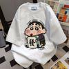 Women's Round Neck Short Sleeve Loose Fit Geometric Print Cotton T-Shirt Casual