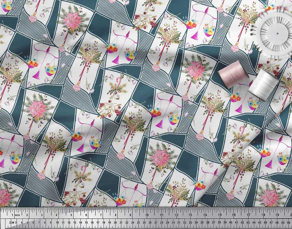 Soimoi Японская креп-сатиновая ткань с листьями, орнаментами и цветочным принтом пуансеттии, ткань по метрам 42 дюйма