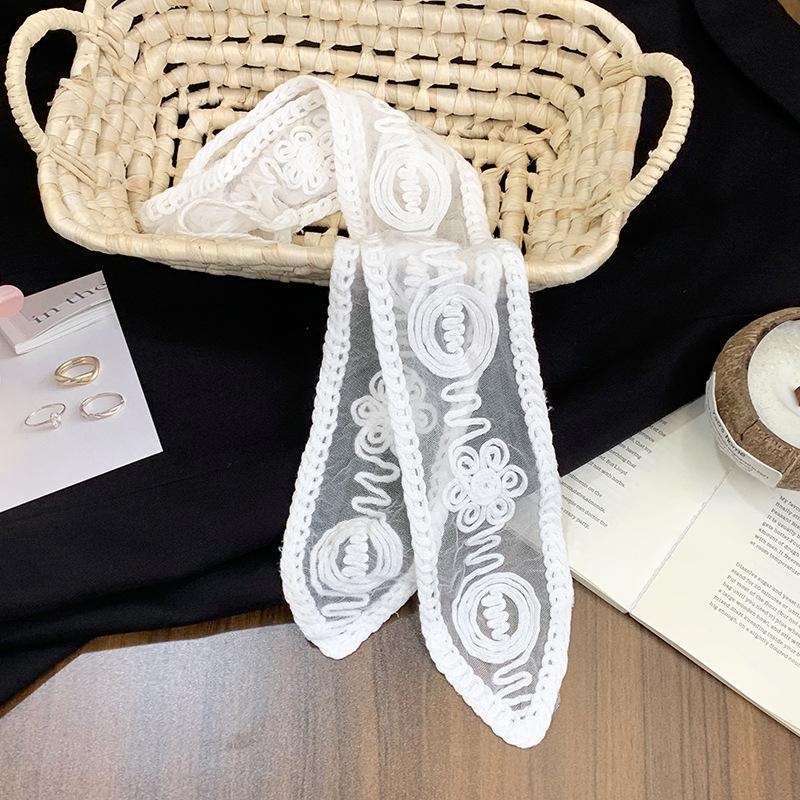 Silk Scarf, Long Strip, High-end Lace Waist Chain, Multi-purpose Silk Scarf, Hair Accessories, Mesh Embroidery, Streamer Belt, Headscarf, Headband.