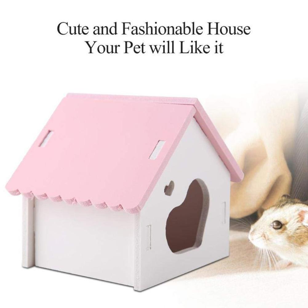 Trendy Hamster Wooden Nest Sleeping House Home Luxury Cage Pet Diy Hideout Hut Toy Sports Climbing Frame Small Animal Supplies