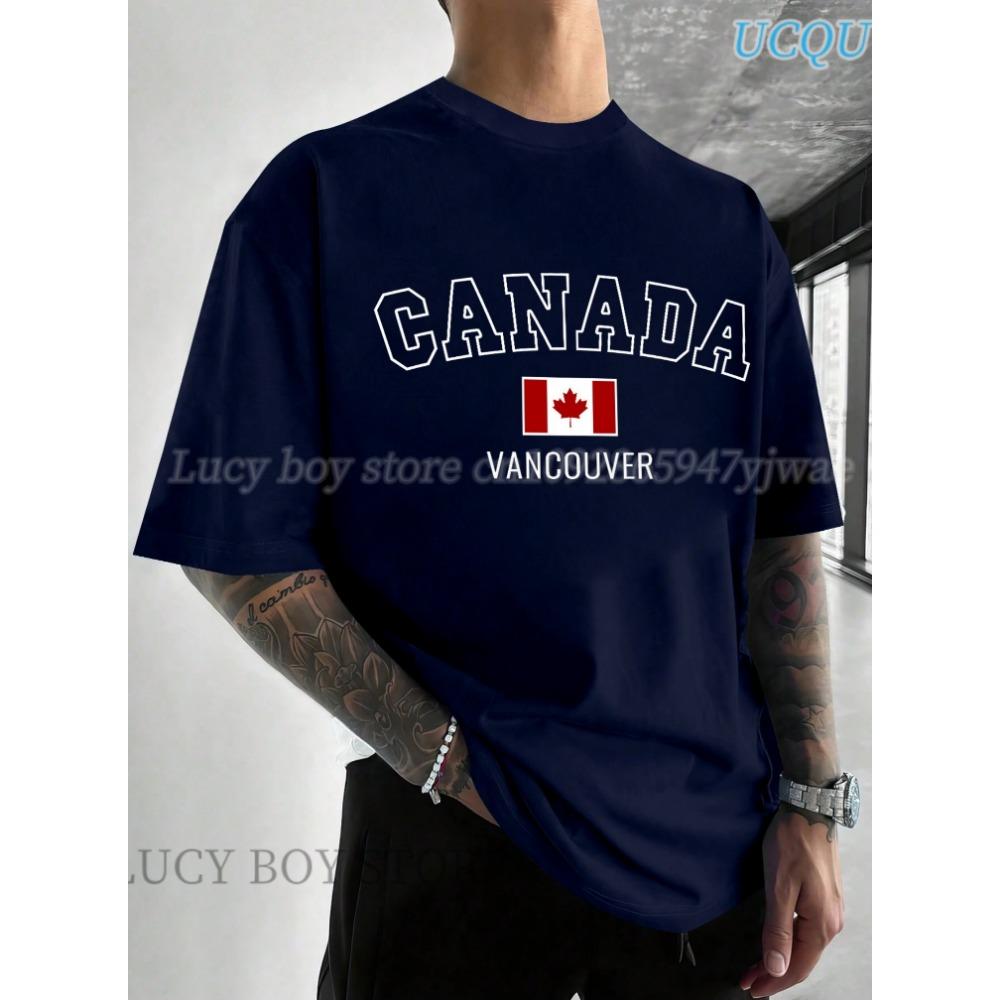 NEW IN Mens CANADA  Flag Printed Short Sleeve T Shirt Man O-Neck Sportwear  Racing Football Tee Vintage Casual Tops Men Clothes