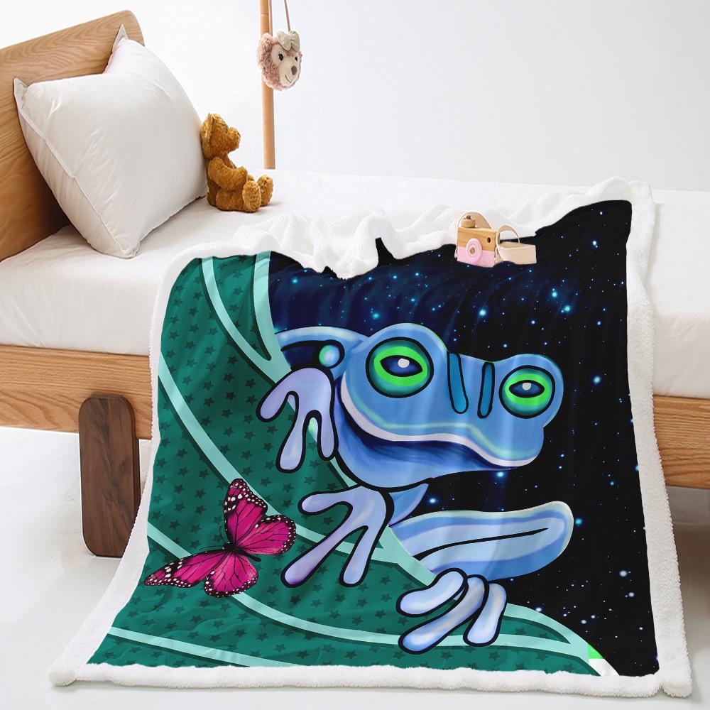 Colored Frog Blanket 2D Digital Printing Thickened Lamb Fleece Crystal Fleece Blanket Cover