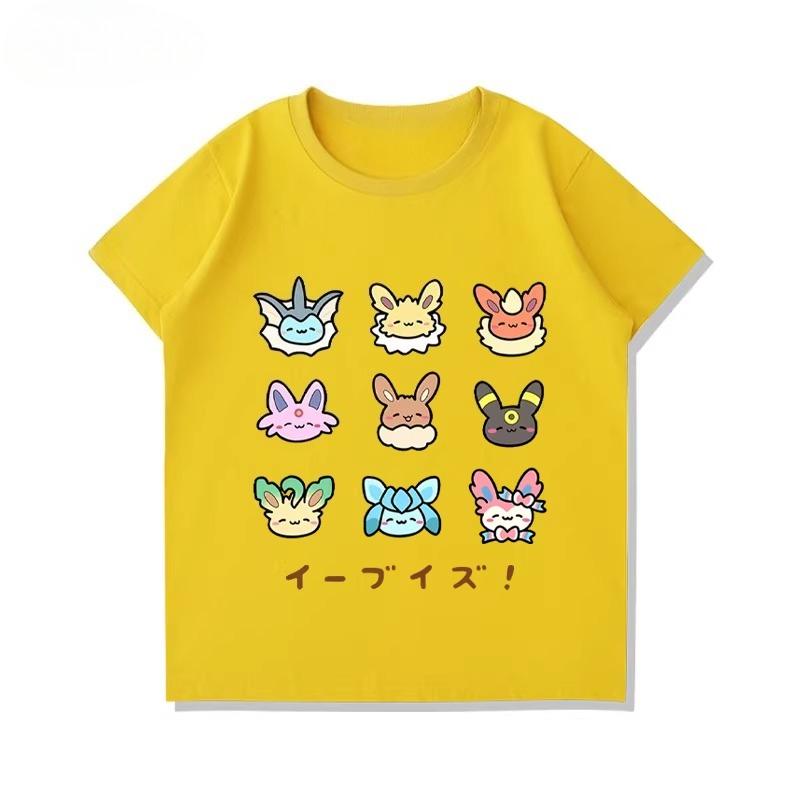 Summer New Pikachu Print Children's Pure Cotton T-Shirt, Boys and Girls, Comfortable and Breathable Children's T-Shirt