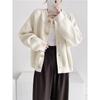 Round Neck Solid Color Loose Knit Cardigan Women's Autumn Winter New Casual Simple Soft Lazy Style Gentle Sweater Coat