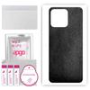 apgo Protective Skin Sticker for the Back Compatible with Tecno Spark 9, Wrap Film, Foil, Vinyl - Pattern Black Leather