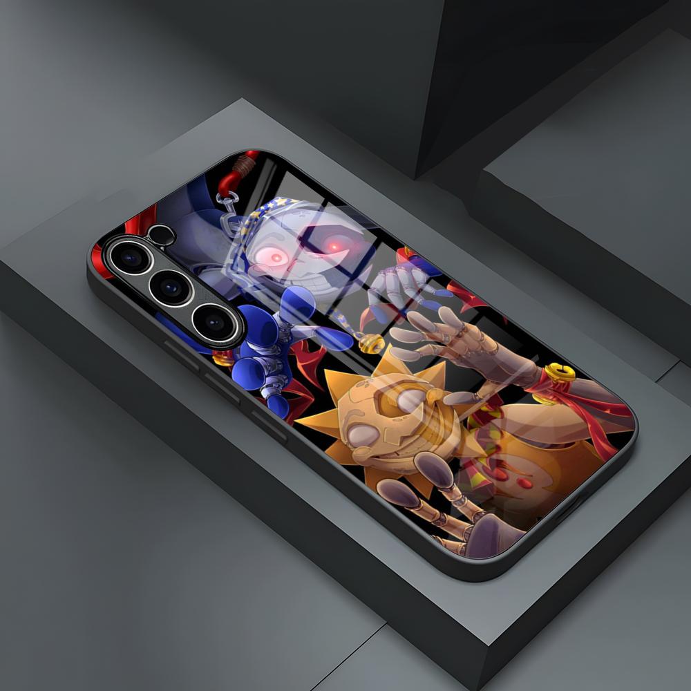 Чехол для телефона FNAF Sundrop для S24 Ultra Samsung S23 Fe S22 S20 S21 Plus Galaxy A54 A34 A24 A53 Note 20 Стеклянная крышка