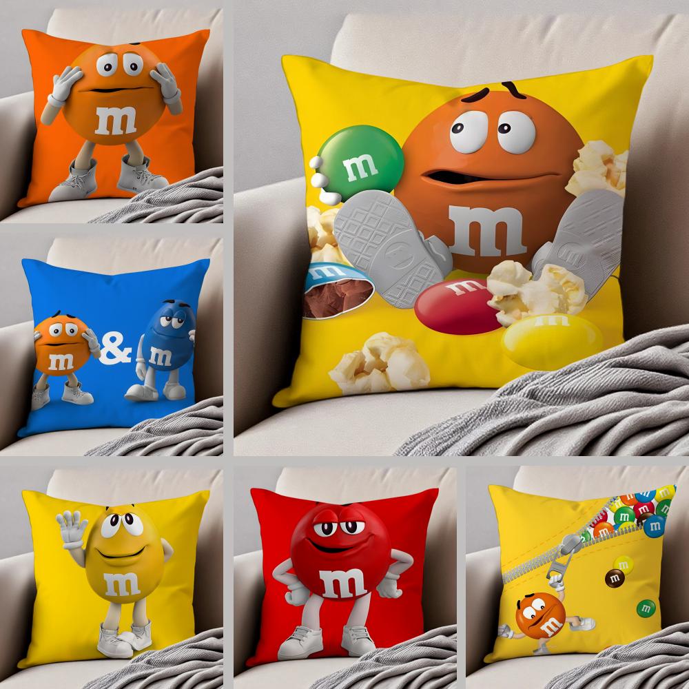 Cute Colorful American Brand MMMs Cushion Cover Throw Pillow Cover Hidden Button Durable Polyester Chair Cushion