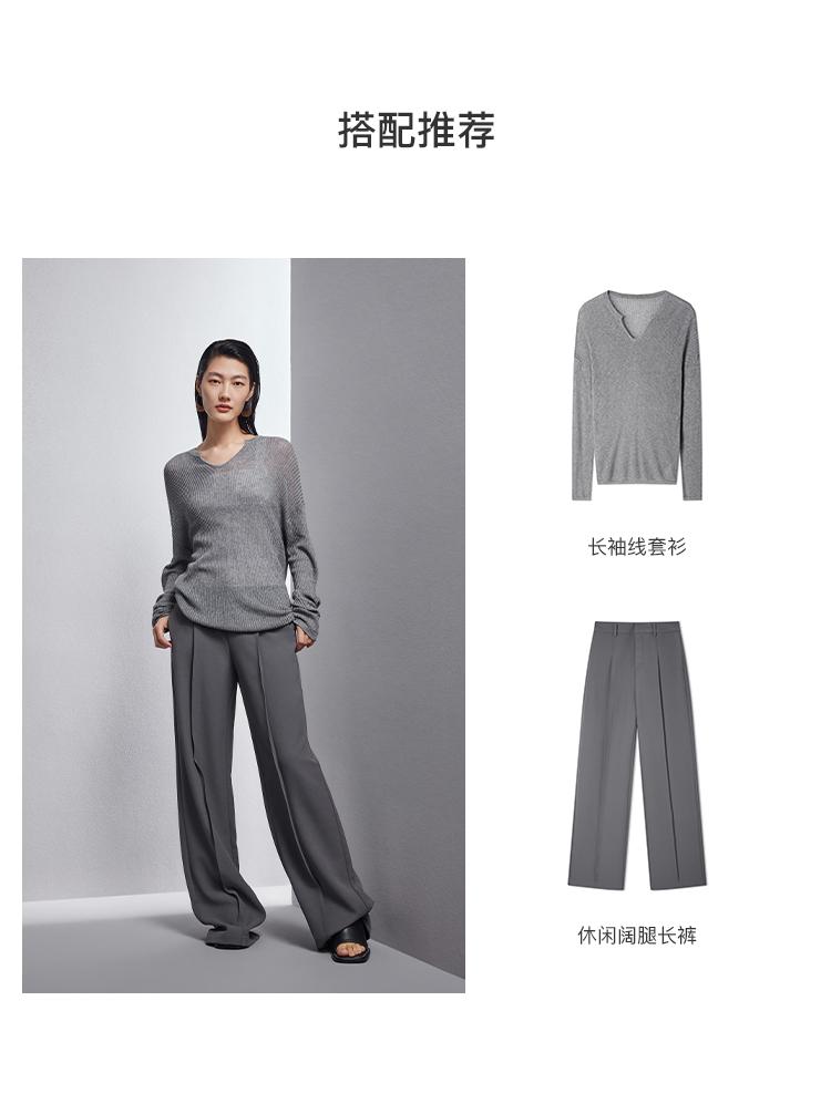 Wide leg casual pants for women in spring, new three-dimensional pleated loose commuting pants for women