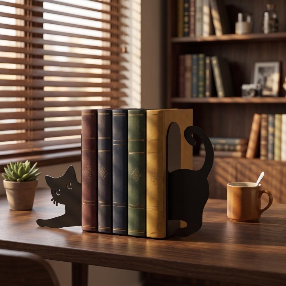 Decorative Cat Bookend Stable Book Organizer Cat Lover Study Room Home