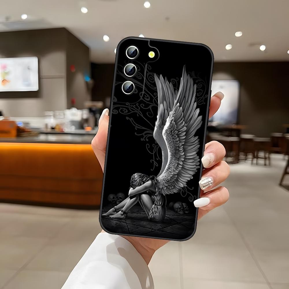 Черный Чехол Ангел Смерти Демон для Телефона Samsung S24 Ultra S22 S23 S25 S20 Fe S21 Plus A54 A34 A16 A53 Задняя Крышка