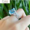 Luxury Silver Color Ring For Women Blue Big Square Zircon Stone Designer Silver Jewelry Women Party Gift