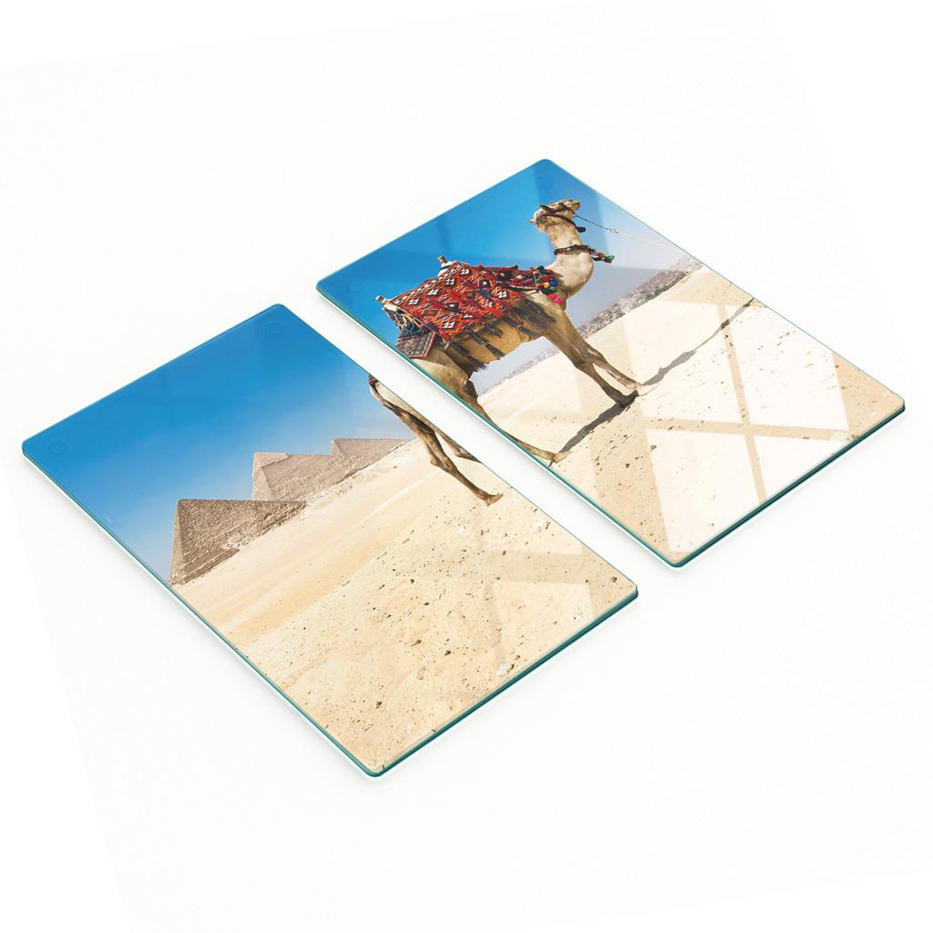 Tempered Glass Kitchen Boards with Camel in Cairo Graphic 2x30x52 cm