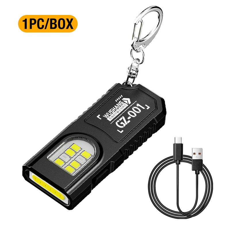 LED Keychain Flashlight Type C Rechargeable 550LM Portable Mini Torch Pocket Lantern Flood Work Light With Magnet For Emergency