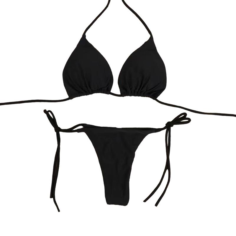 1 комплект купальника однотонный купальник раздельный трехточечный комплект сексуальное бикини европейский стиль галстук