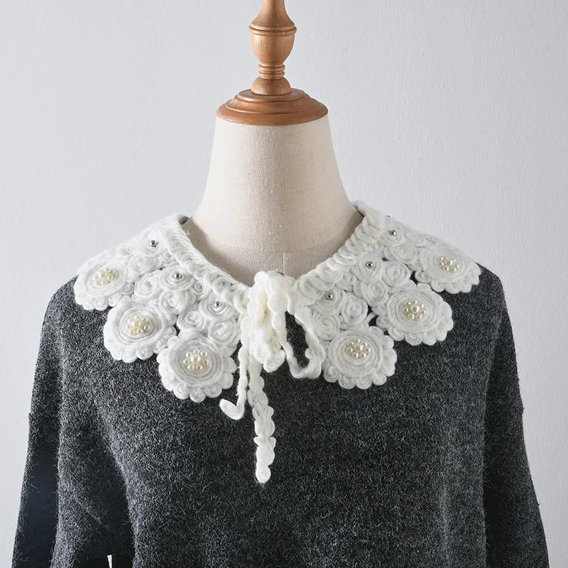 Vintage Embroidery Shirt Fake Collar Woman Removable Shirt Detachable Collar Shirt Blouse Tops Sweater False Collar Accessory