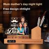 Photo Acrylic Night Light Custom Picture LED Lamp with Wooden Base for Mother's Day Father's Day Birthday Gifts Home Decor