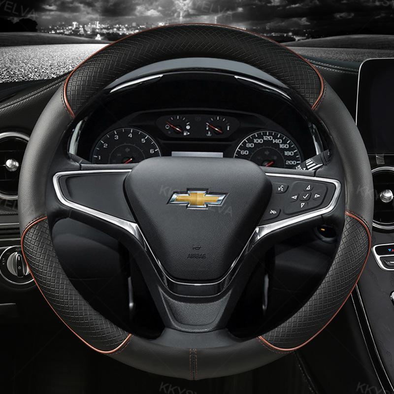 Автомобильный чехол на руль 38 см 15 дюймов, кожаный для Chevrolet Cruze Malibu Sail Spark Captiva Equinox Trax/Tracker AVEO Lova RV