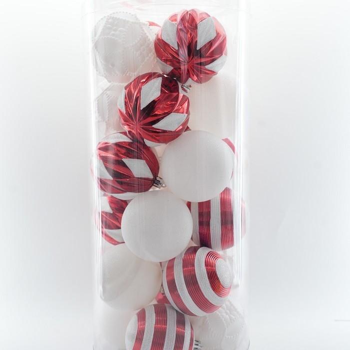 Christmas Decoration 8cm Plastic Balls Party Hanging Ornaments Classic Bucket Set Electroplated Spheres Holiday Decor