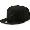 New Era Houston Texans Hat NFL Black On Black 9FIFTY Snapback Adjustable Cap Adult One Size