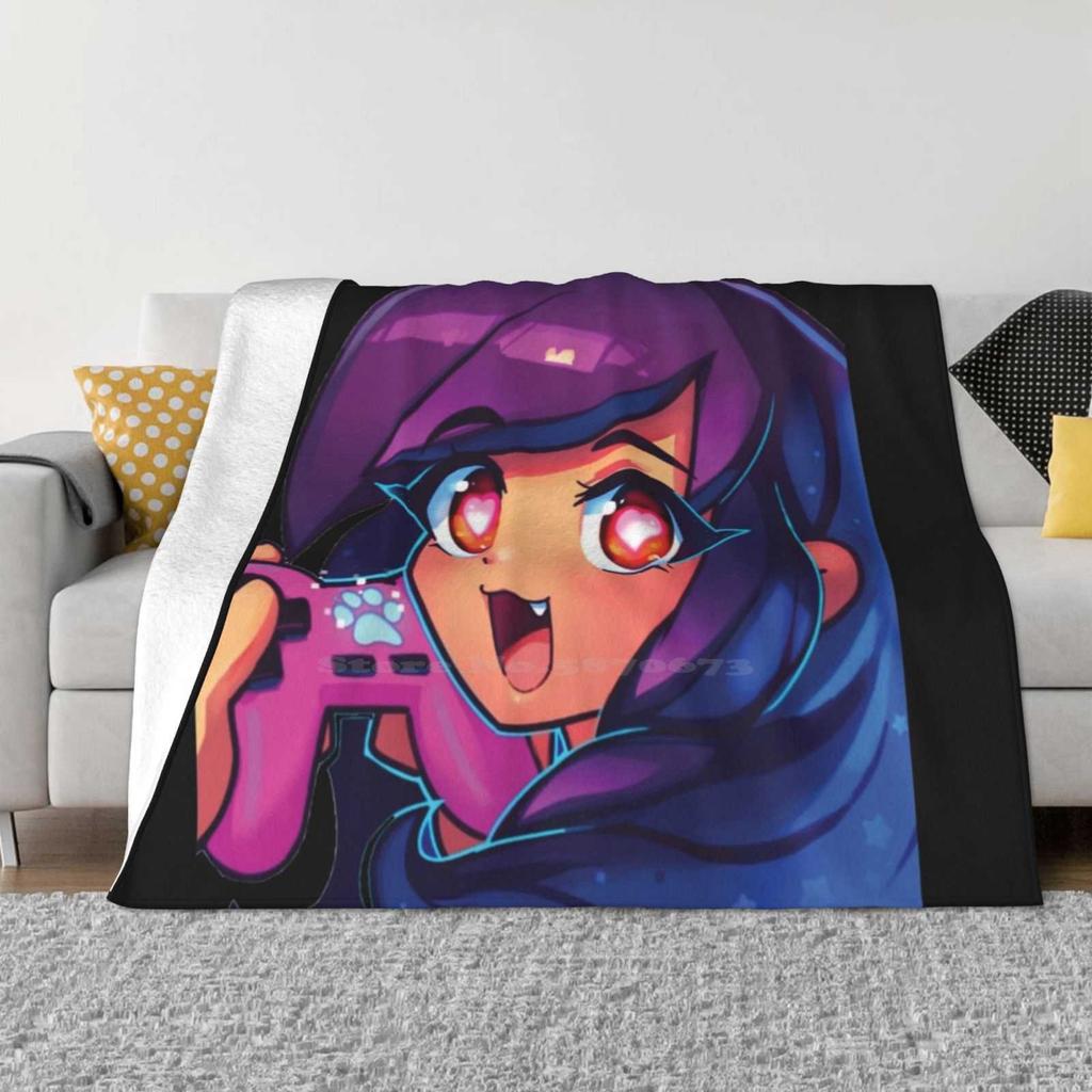 Aphmau With Video Game New Selling Custom Print Flannel Soft Blanket Sasha Aaron Lycan Cute Aarmar Purple Mystreet Gaming