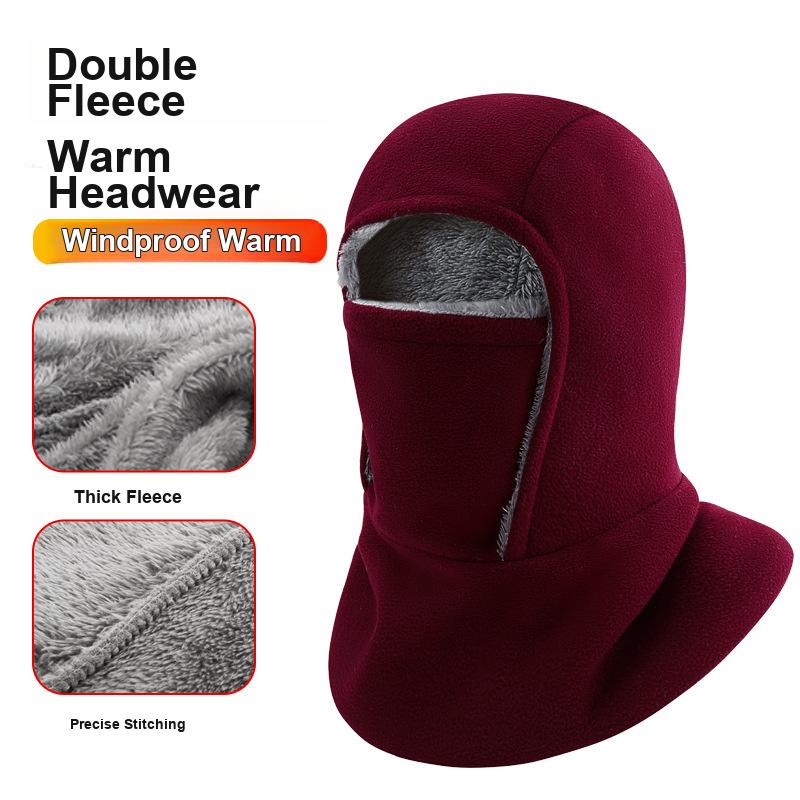 Winter Fleece Integrated Head and Neck Gaiter Hat Windproof Cold Resistant for Cycling Skiing Outdoor Sports for Men and Women
