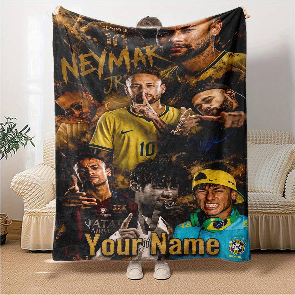 Neymar Energy Poster Customize Your Name Blanket Multi-purpose Customizable Blanket Soft & Cozy Versatile for Livingroom Home Decor Living Room Picnic