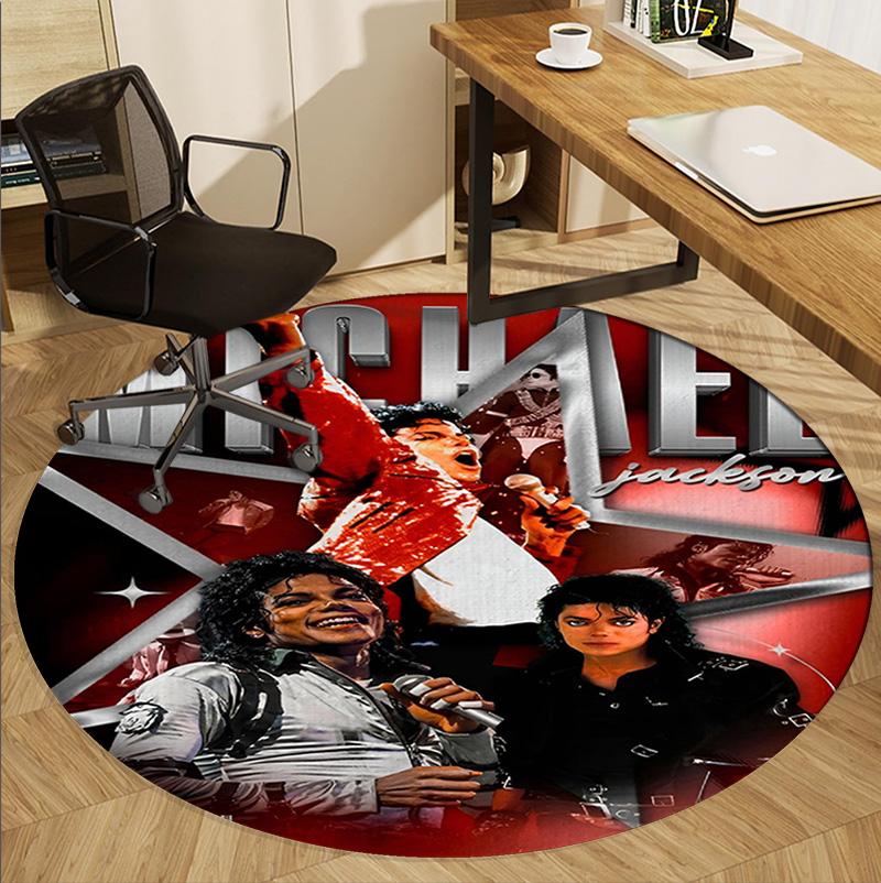Michael Jackson Pattern Round Rug, Indoor/Outdoor Mat, for Picnic, Gameroom, Bedroom, Office, Living Room, Home Decor Carpet, Birthday Gift
