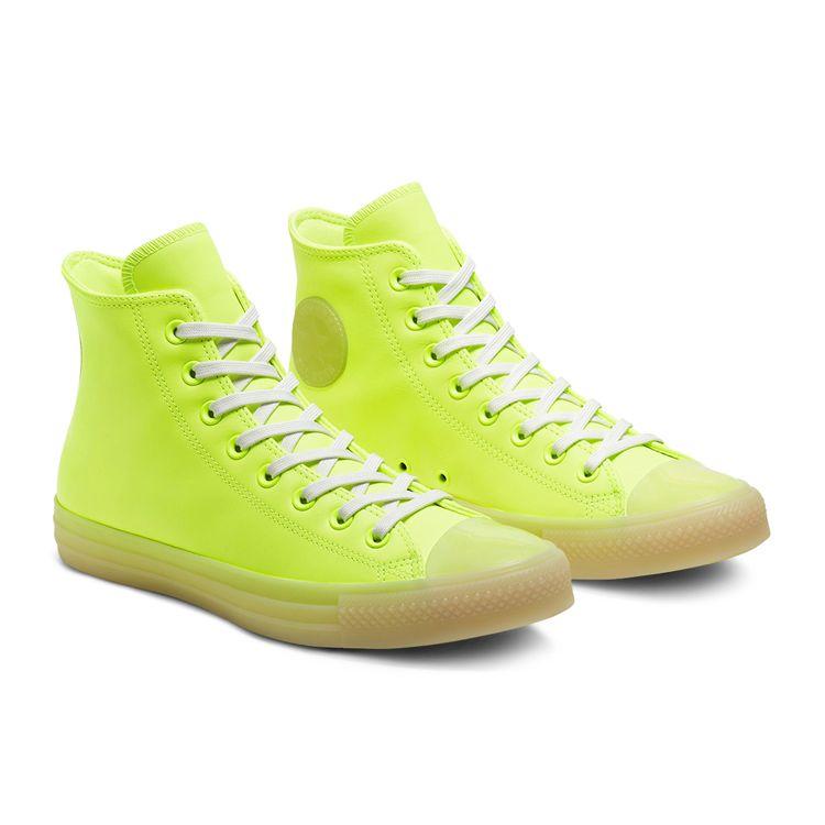 Converse Chuck Taylor All Star Неоновая кожа Высокие Унисекс Кроссовки Неоново-желтый 166567C