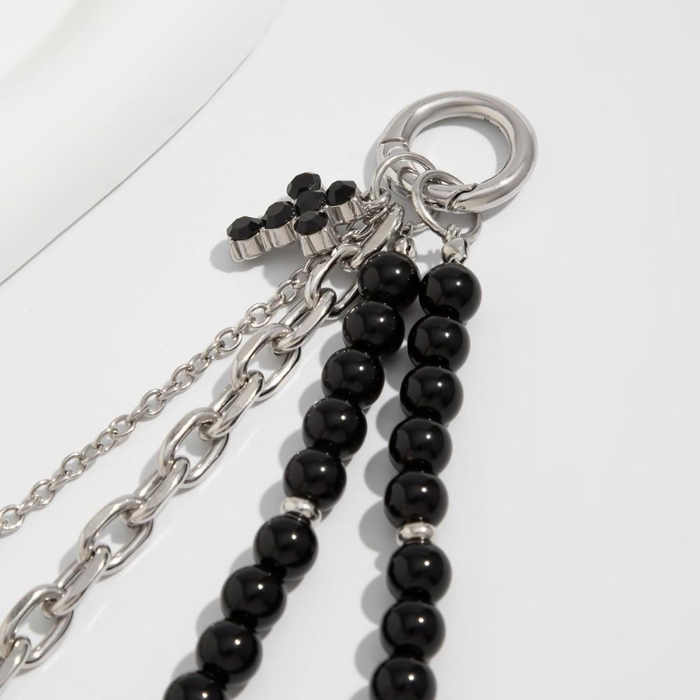 Star Rivet Chain Bag Pendant Tassel Peach Heart Key Ring New Pearl Beadeds Keychain Trendy