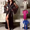 European and American Erotic Lingerie Ladies Sexy Imitation Ice Silk Plus Size Pajamas Nightdress