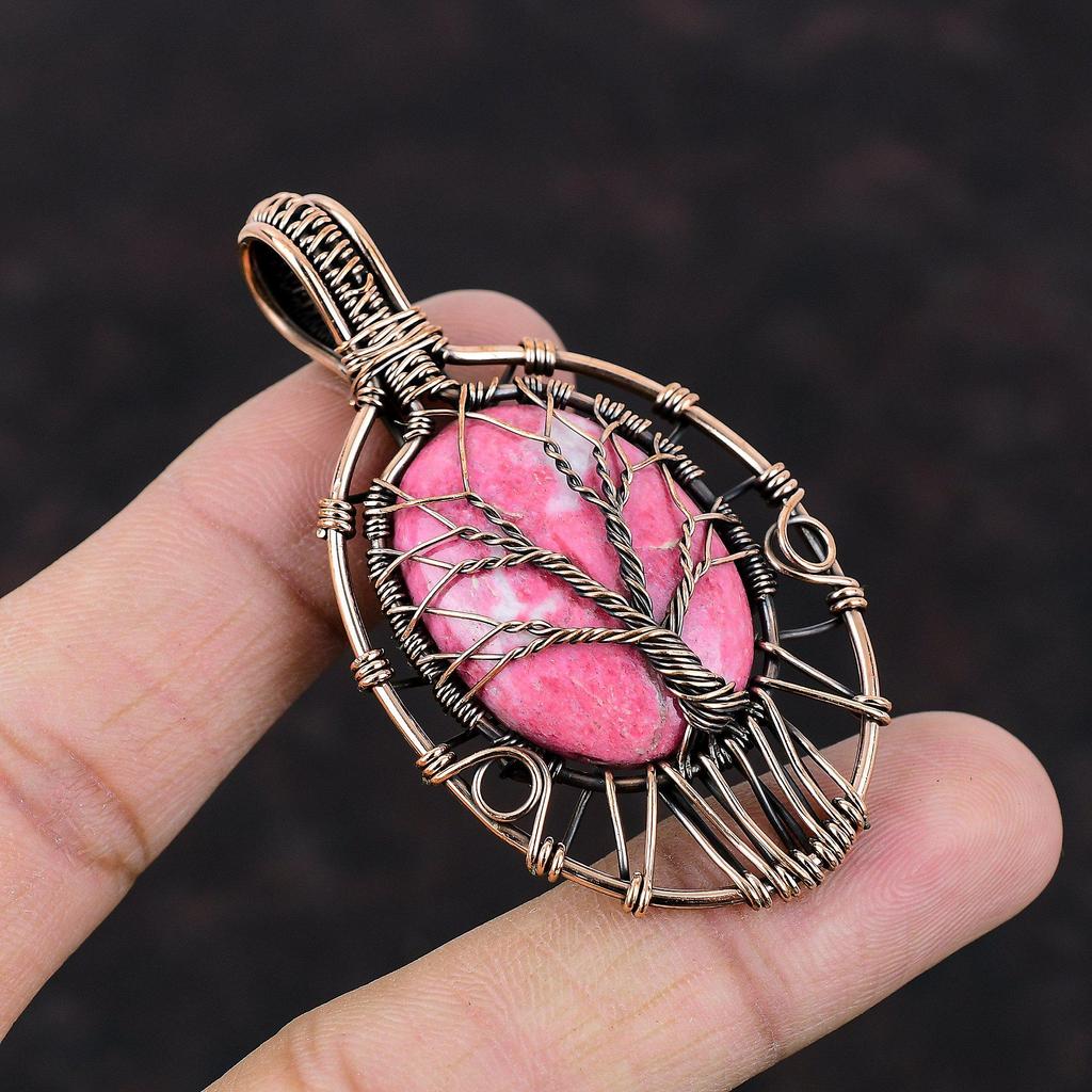 Tree Of Life Thulite Pendant Copper Wire Wrapped Pendant Thulite Jewelry Gemstone Pendant Copper Wire Jewelry Handmade Pendant Wedding Gift
