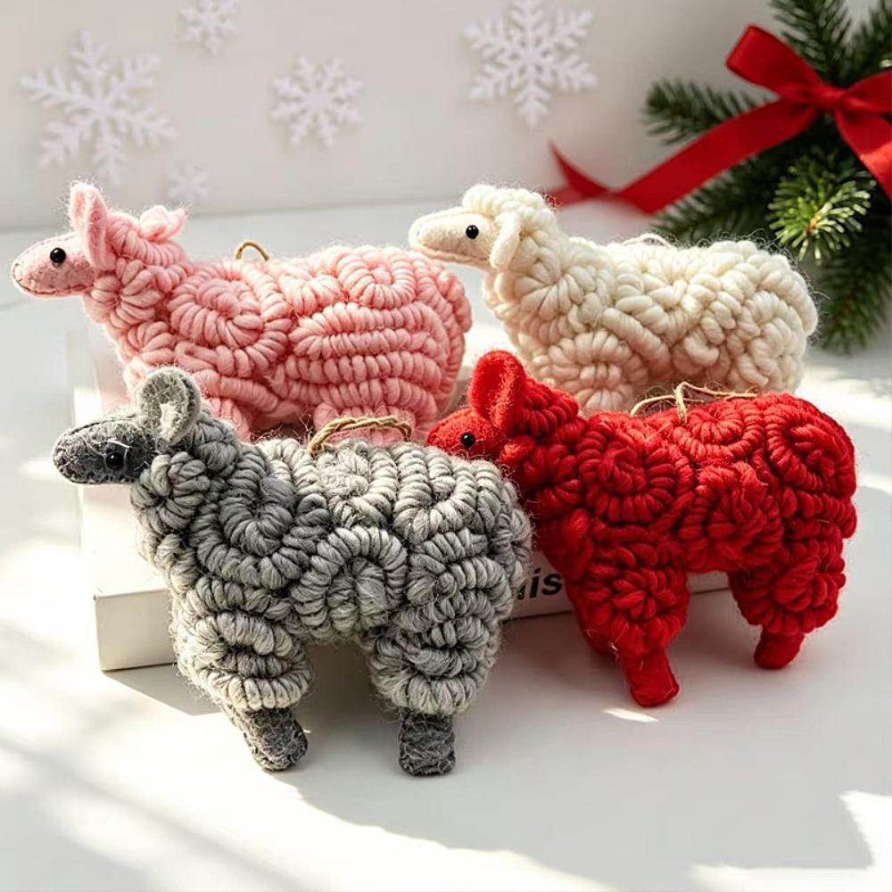 Wool Felt Sheep Ornament Circle Texture Wool Felt Decor Cute Christmas Decor Scene Layout
