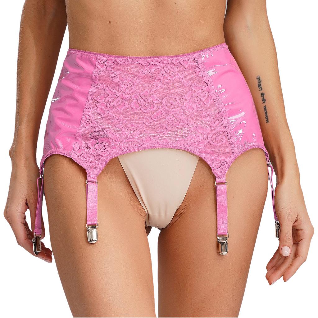Женский пояс для чулок с цветочным кружевом из искусственной кожи с металлическими зажимами, аксессуары для чулок, нижнее белье