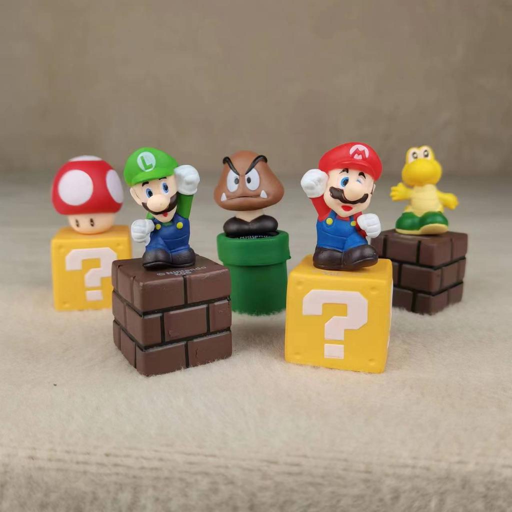 5Pcs/Set Super Marios Action Figure Model Doll Cake Decoration Car Ornaments Anime Peripherals Children Toys