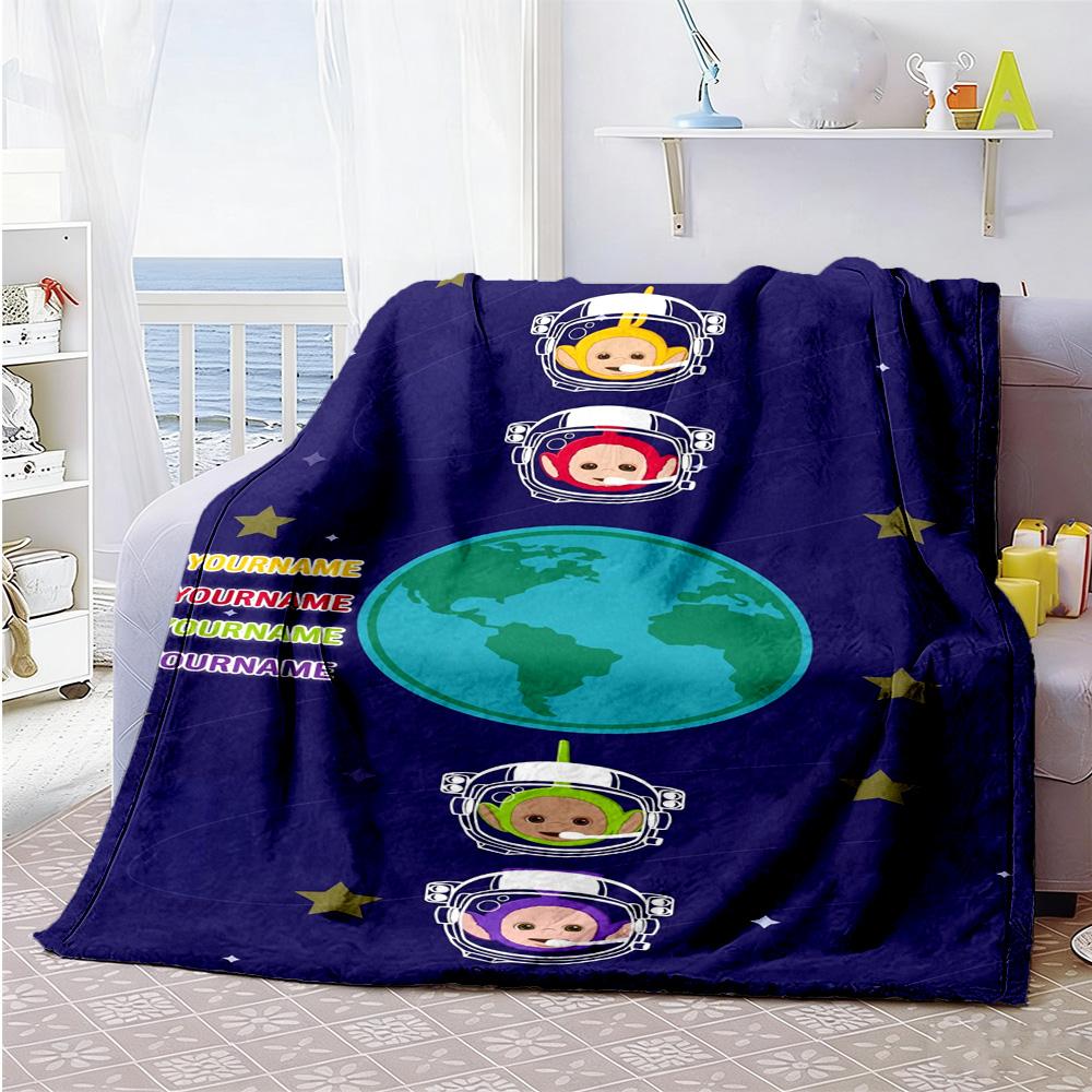 Teletubbies Personalized Text Blanket Gift Customizable Blanket Durable Comfort Suitable for Office Bedding Office Chair Bed Ideal for All Seasons