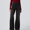 Womens Vintage Washed Striped Jeans High Waist Loose Wide Leg Trousers Streetwear
