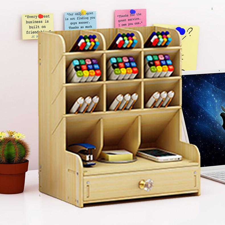 Nordic Style Wooden Desktop Pen Holder and Stationery Organizer