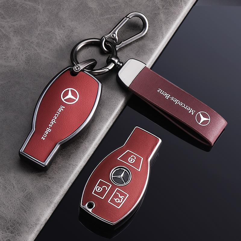 VFO1 For Mercedes-Benz TPU Car Key Cover E-Class/Class E300L/C260L/A200L Car Key Decorative Leather Pattern All-Pack Protective Case