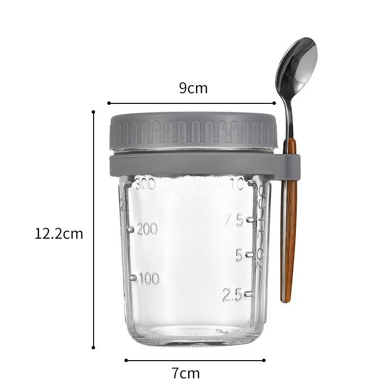 Контейнеры для овсянки с крышками и ложками, 13,5 унций, стакан для завтрака, стеклянные банки Mason для овсянки, контейнер для салата, йогурта