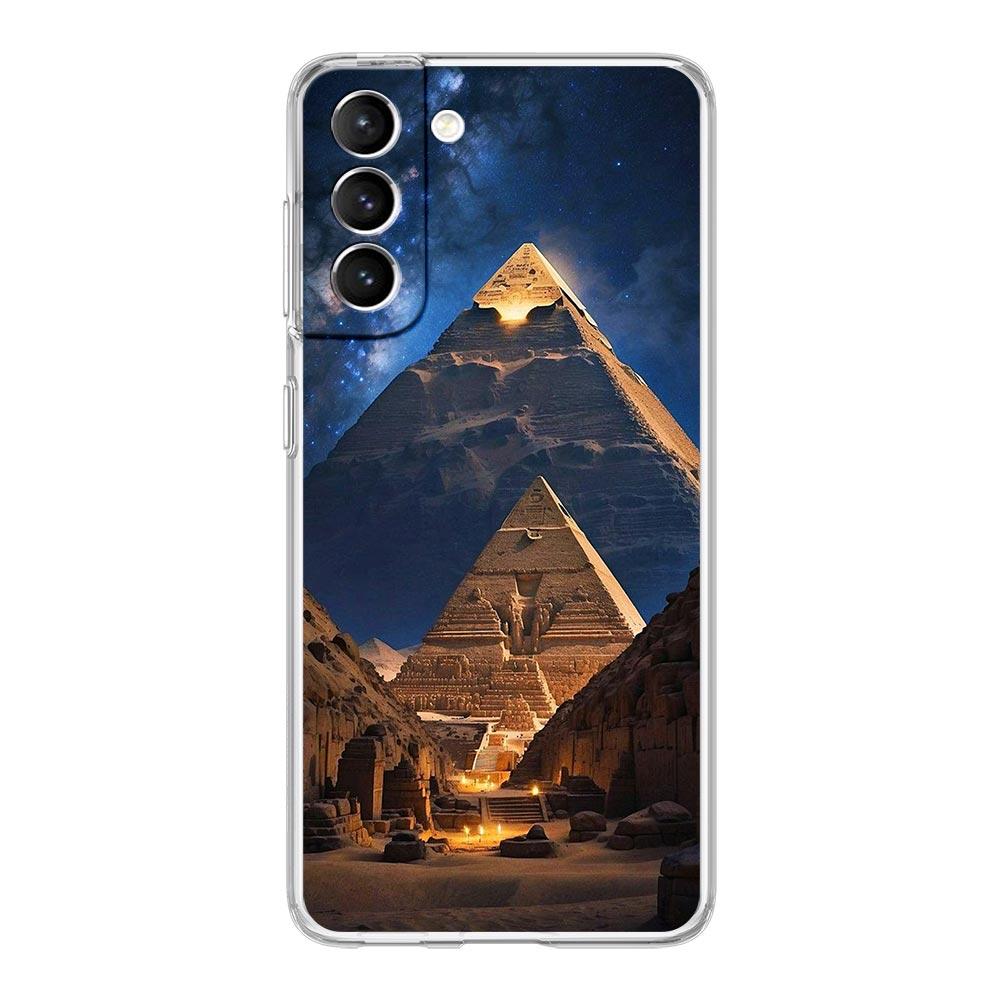 Чехол для телефона Samsung Galaxy S25 S24 S23 FE S22 Ultra S20 S21 5G S10 Plus S10E Мягкий прозрачный чехол Древний Египет Бог пирамида