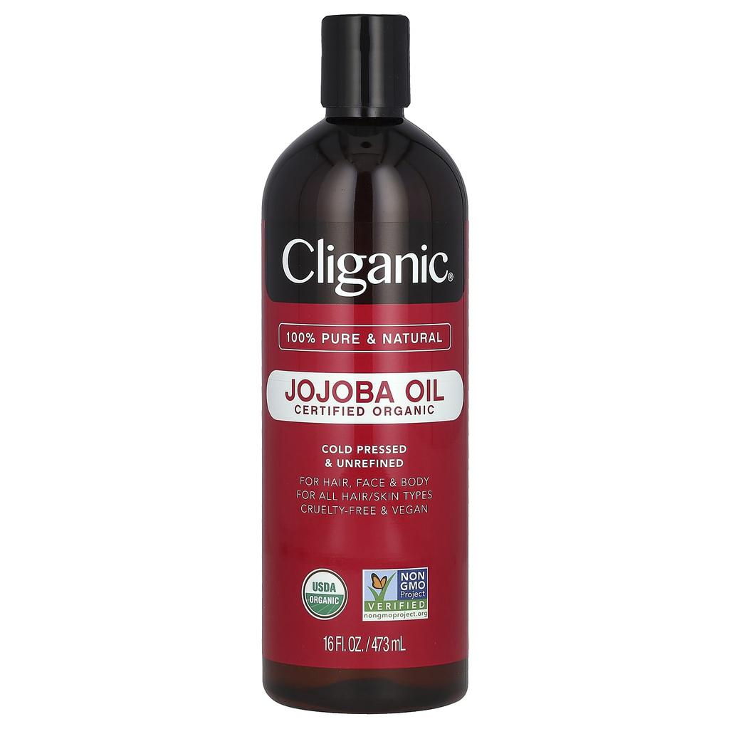 Cliganic 100% Pure & Natural, Certified Organic Jojoba Oil, 16 Fl Oz (473 Ml)