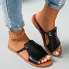2024 Summer New Outwear Women Large Slippers Fashion Open Toe Solid Color Sexy Versatile Comfortable Women's Single Shoes