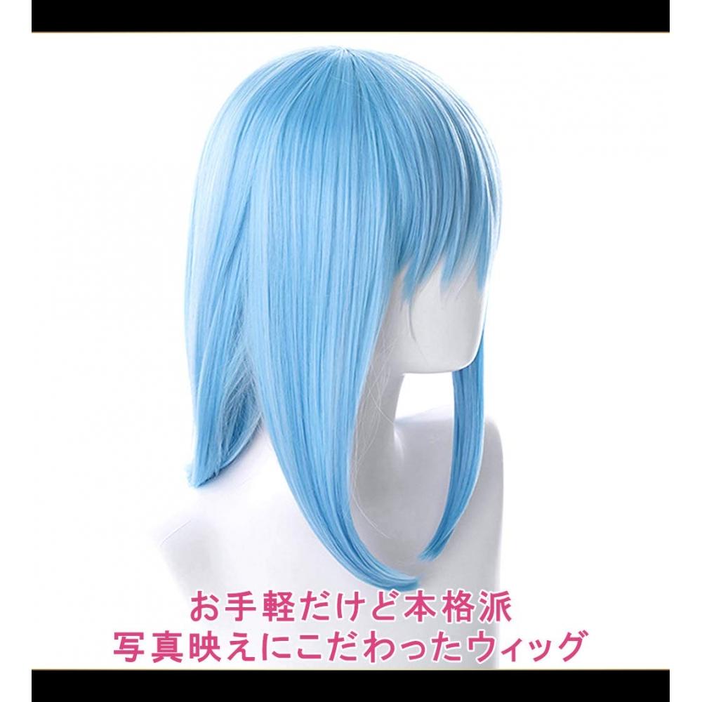CaseEden Парик для косплея «Когда я переродился в слизь» Tensura Rimuru Tempest Rimuru Tempest Slime Short Light Blue Light Blue White Merche Wig