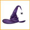 Halloween Pleated Wizard Hat Polyester Taffeta Spider Pendant Harry Potter Witch Hat Horned Witch Hat