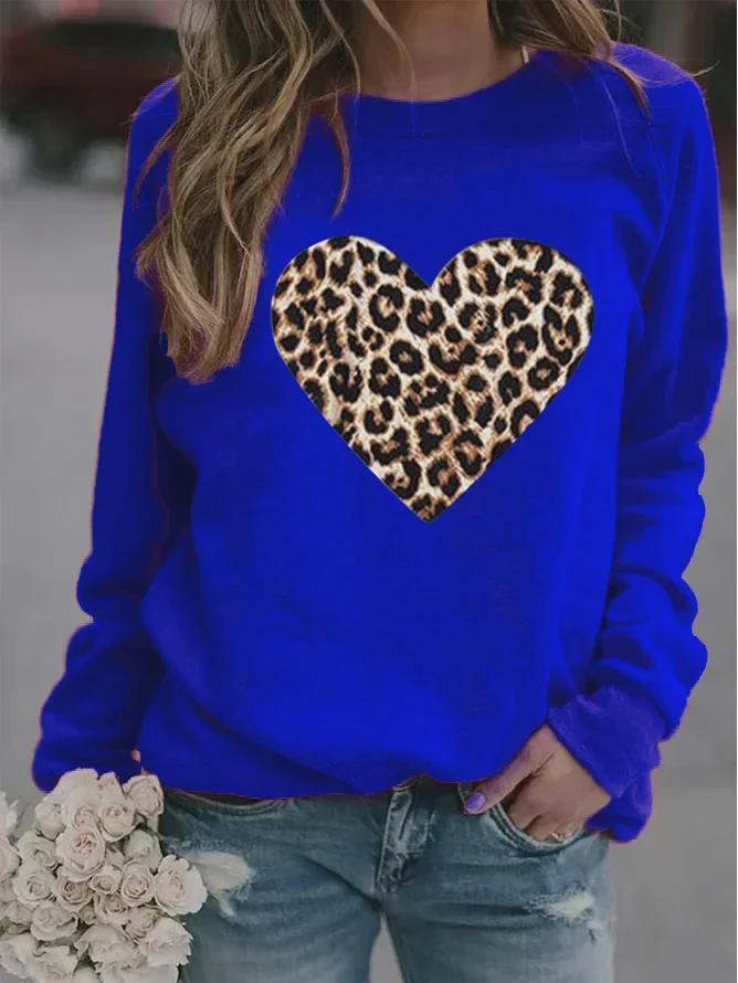 2024 Women's European & American Animal Print Round Neck Sweatshirt