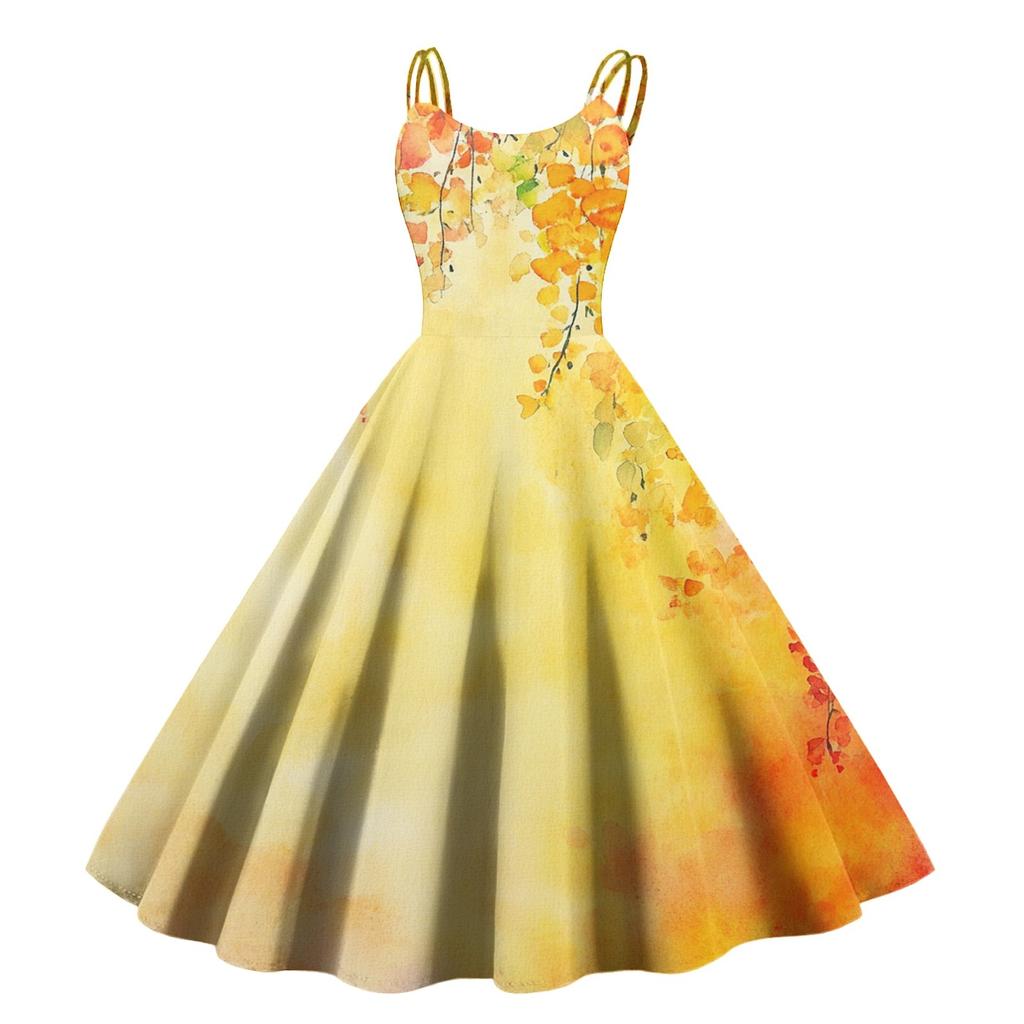 Women's Floral Print Sexy Off-the-shoulder Punk Vintage Dress