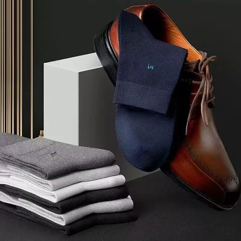 Men's Mid-Tube Antibacterial Cotton Socks - Breathable, Deodorizing, Anti-Sweat, Business Casual for All Seasons