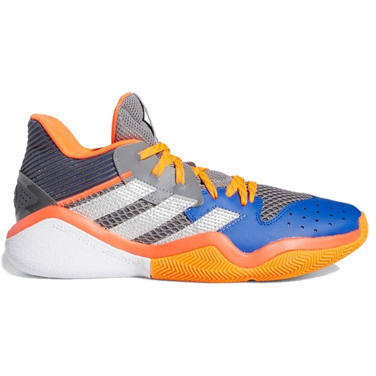 adidas Harden Stepback 1 Кроссовки мужские с круглым носком, шнуровкой, амортизацией, нескользящей подошвой, износостойкие, средней высоты, для баскетбола, оранжевые, белые, синие FW8483