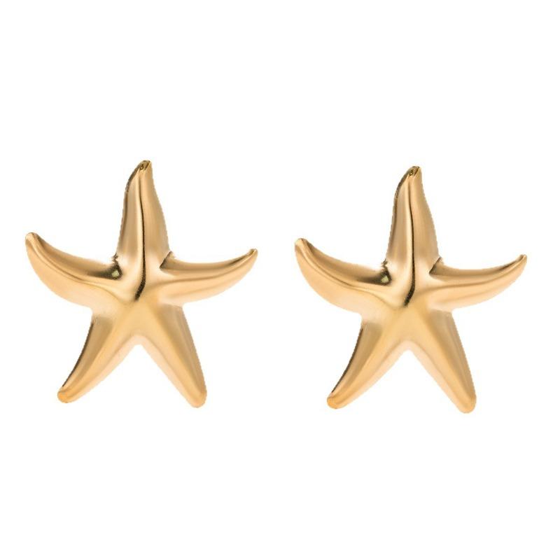 Gold New Earrings Alloy Jewelry Niche High Sense Exaggerated Starfish Accessories Women's Earrings